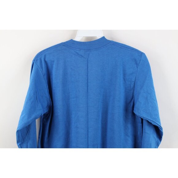 Vintage 70s 80s Streetwear Mens Medium Blank Long Sleeve T-Shirt Royal Blue USA - Picture 8 of 9